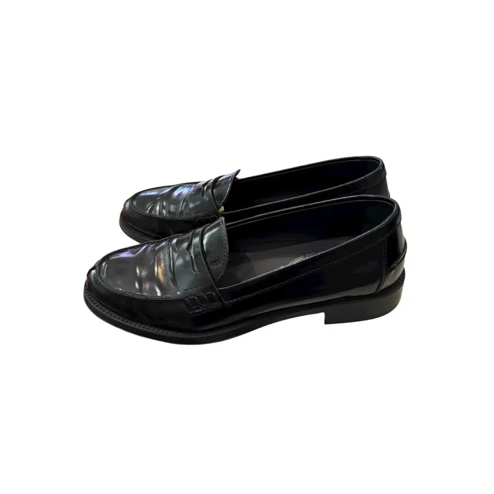 TOD’S Black Patent Leather Penny Loafer Block Heel Pumps EU 36 US 6